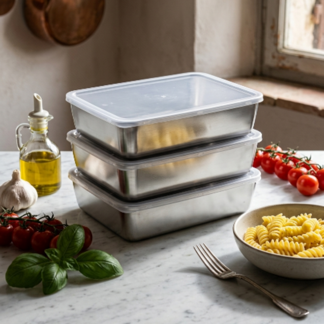 Bandeja de Acero Inoxidable 304 para Alimentos — Conserva y Cocina con Máxima Comodidad