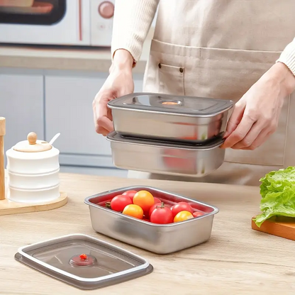 Recipiente de acero inoxidable 316 con capacidad de 1000 ml – Solución segura y práctica para el almacenamiento de alimentos (19 × 14 × 6cm)