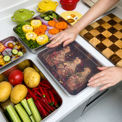 Recipientes inox SUS304 | Alimentos frescos por más tiempo (25×20×5 cm)