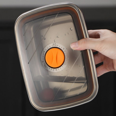Recipiente antibacteriano al vacío para alimentos de acero inoxidable, 1500 ml – también apto para microondas.