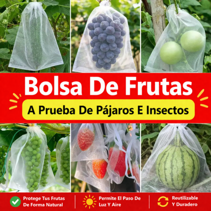 Bolsas de malla transpirables reutilizables para la protección de frutas y verduras – Protege contra insectos, moscas de la fruta y pájaros