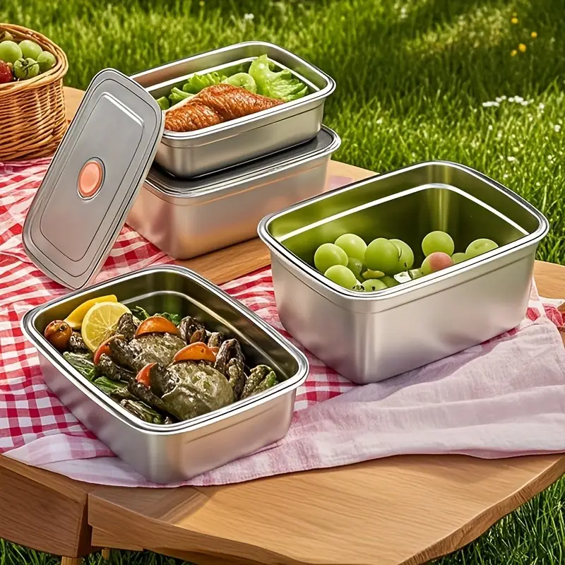Recipiente de acero inoxidable 316 con capacidad de 1000 ml – Solución segura y práctica para el almacenamiento de alimentos (19 × 14 × 6cm)