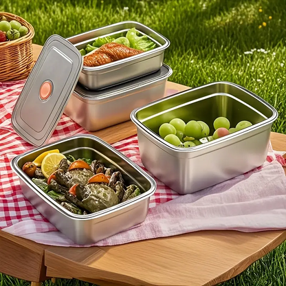 Recipiente de acero inoxidable 316 con capacidad de 1000 ml – Solución segura y práctica para el almacenamiento de alimentos (19 × 14 × 6cm)