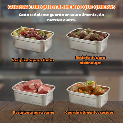 Recipiente hermético antibacteriano de acero inoxidable 316 (19 × 14 × 6 cm)