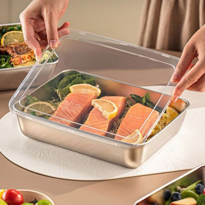 Bandeja de Acero Inoxidable 304 para Alimentos — Conserva y Cocina con Máxima Comodidad