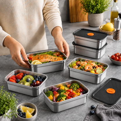 Recipiente Grande Para Alimentos Al Vacío De Acero Inoxidable Antibacteriano De 1000ml