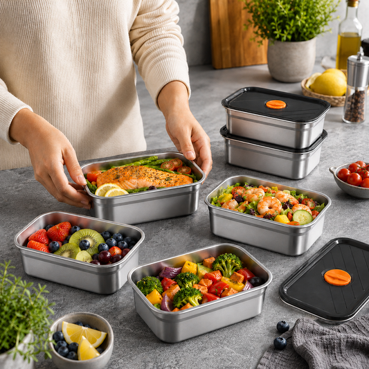 Recipiente Grande Para Alimentos Al Vacío De Acero Inoxidable Antibacteriano De 1000ml