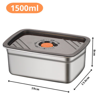 Recipiente antibacteriano al vacío para alimentos de acero inoxidable, tamaño grande de 1500 ml (19 × 14 × 8 cm)