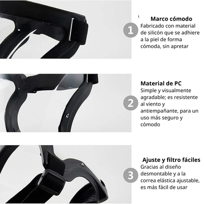 Careta con visor para la protección completa del rostro y los ojos
