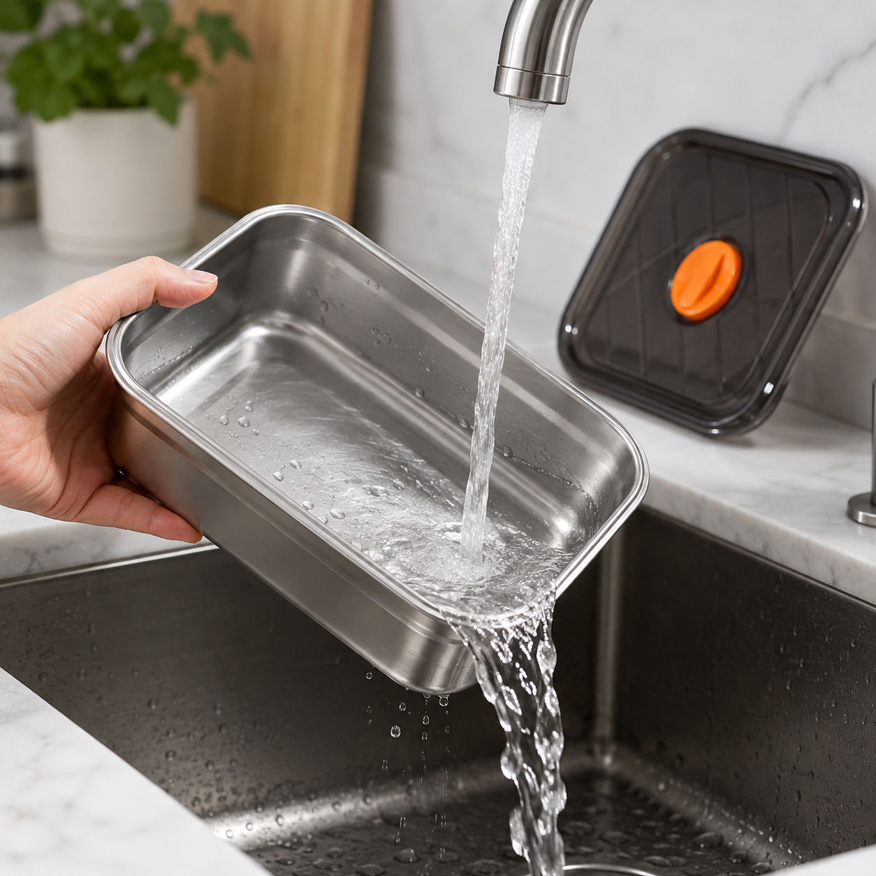 Recipiente Grande Para Alimentos Al Vacío De Acero Inoxidable Antibacteriano De 1000ml