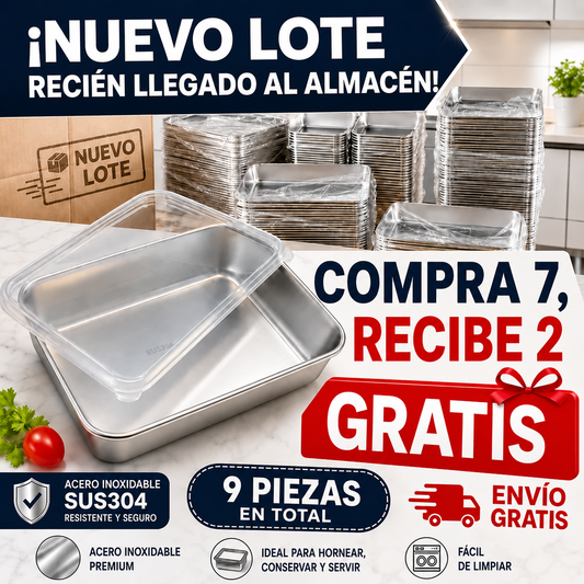 Recipiente de acero inoxidable 304 de 2500 ml – Una solución segura y práctica para conservar alimentos (25×20×6 cm)