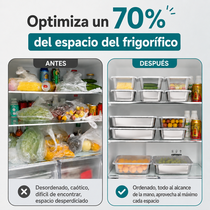Recipiente hermético de acero inoxidable 304: conserva los alimentos frescos por más tiempo, de forma segura y sin olores.