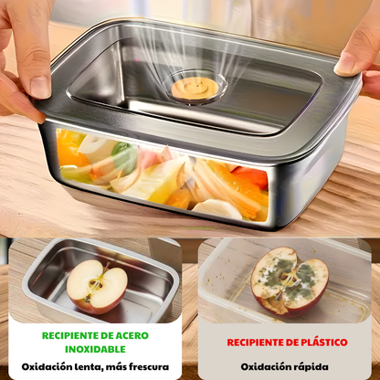 Recipiente hermético antibacteriano de acero inoxidable 316 (19 × 14 × 6 cm)