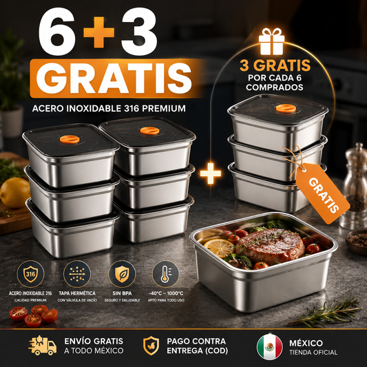 Recipiente Grande Para Alimentos Al Vacío De Acero Inoxidable Antibacteriano De 1500ml (19x14x8cm)