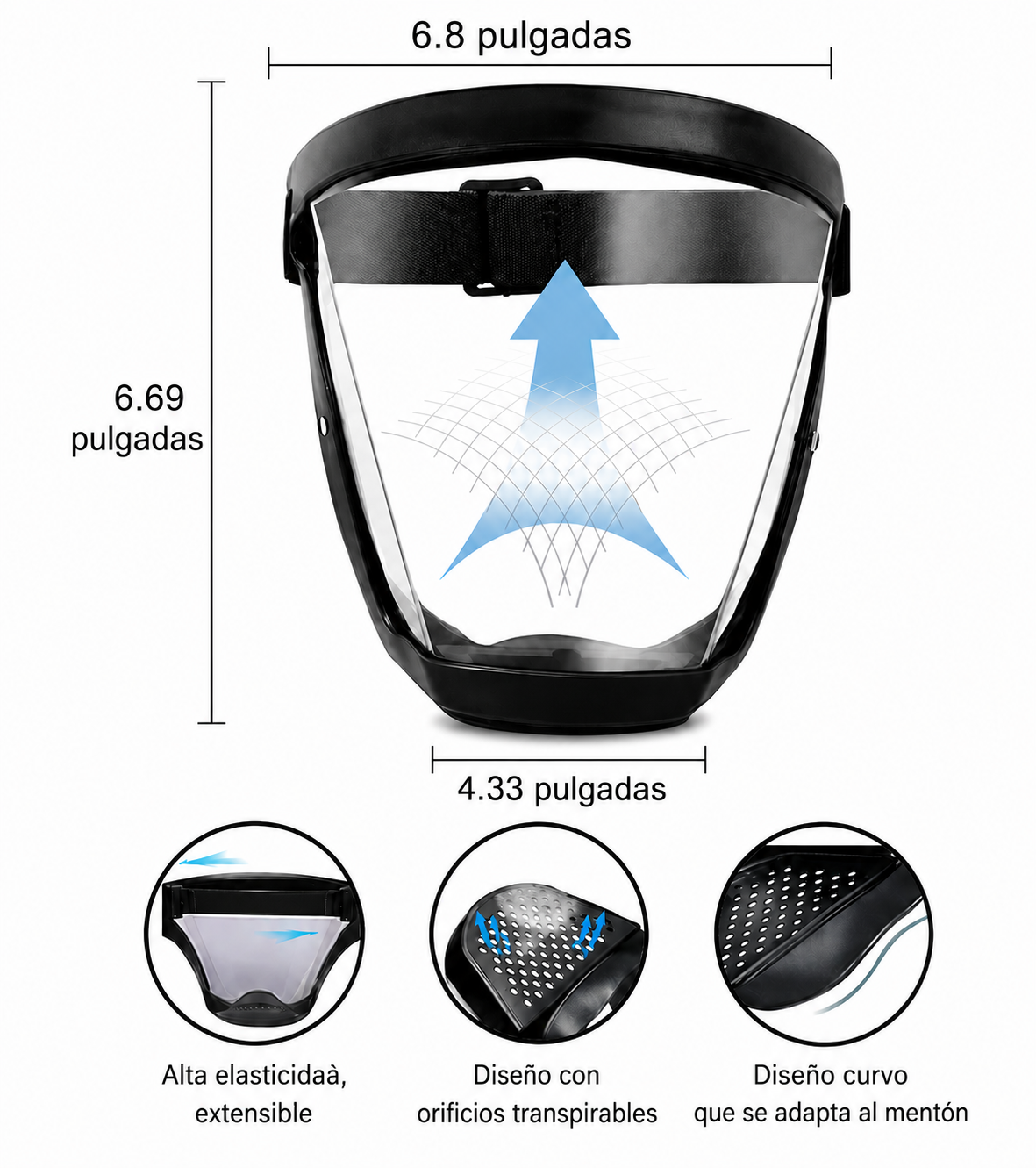 Pantalla facial antivaho, protege contra polvo, residuos y chispas