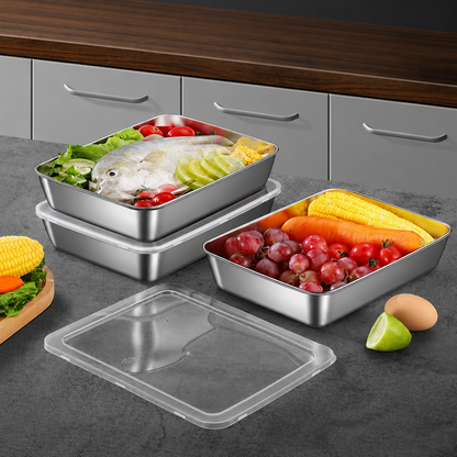 Bandeja de Acero Inoxidable 304 para Alimentos — Conserva y Cocina con Máxima Comodidad