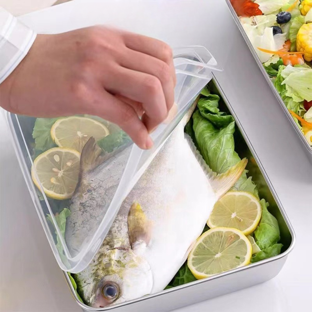 Contenedor de Alimentos de Acero Inoxidable 304 con Tapa Hermética – Frescura Más Duradera, Sin Olores ni Desperdicios