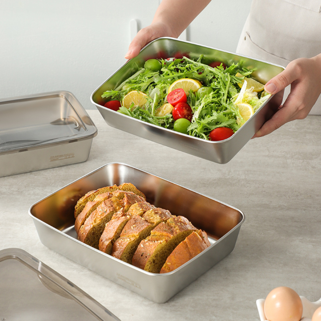 Contenedor de Alimentos de Acero Inoxidable 304 con Tapa Hermética – Frescura Más Duradera, Sin Olores ni Desperdicios