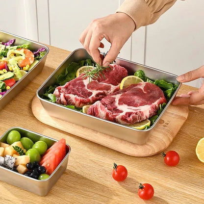 Contenedor de acero inoxidable 304 — refri sin malos olores y comida fresca toda la semana.