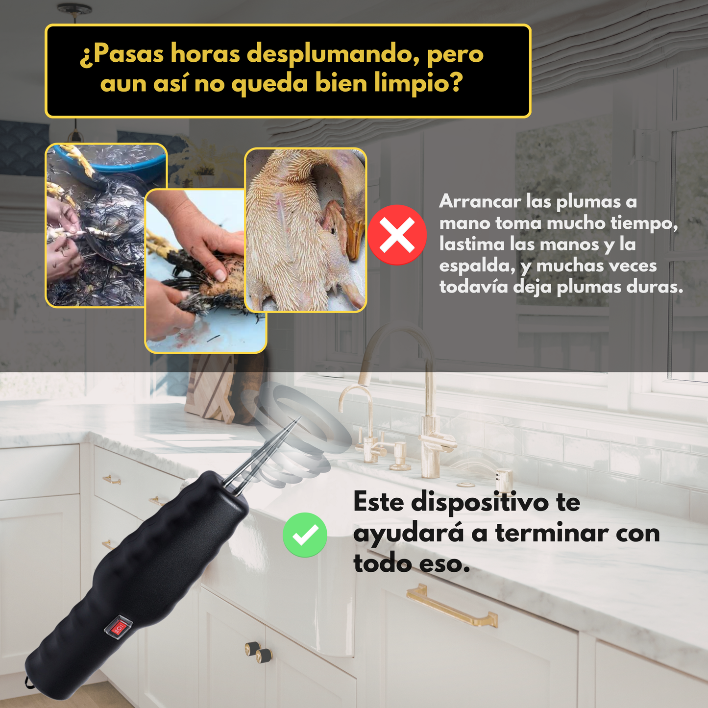 Desplumadora portátil para aves – elimina todas las plumas en pocos minutos