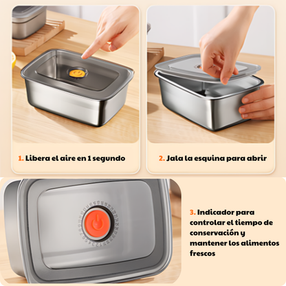 Recipiente hermético antibacteriano de acero inoxidable 316 (19 × 14 × 6 cm)