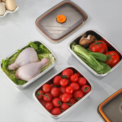Recipiente antibacteriano al vacío para alimentos de acero inoxidable, tamaño grande de 1500 ml (19 × 14 × 8 cm)