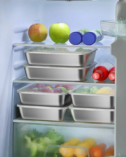 Contenedor de acero inoxidable 304 — refri sin malos olores y comida fresca toda la semana.