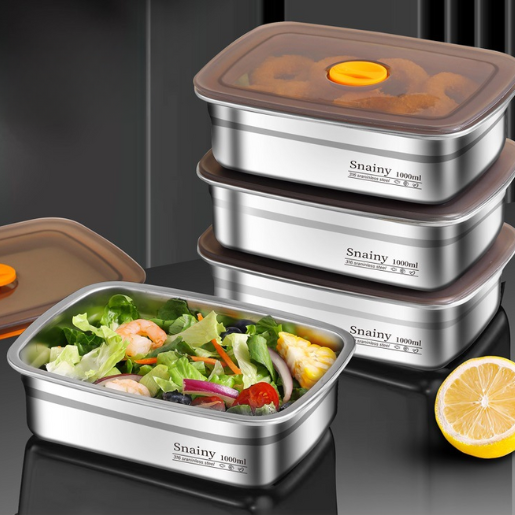 BestSeller™ - Recipiente de Alimentos al Vacío Antibacteriano de Acero Inoxidable 316 (19x14x6 cm)
