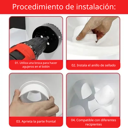 Comedero automático para gallinas y patos, compatible con todo tipo de cubetas – incluye broca y sierra de corona