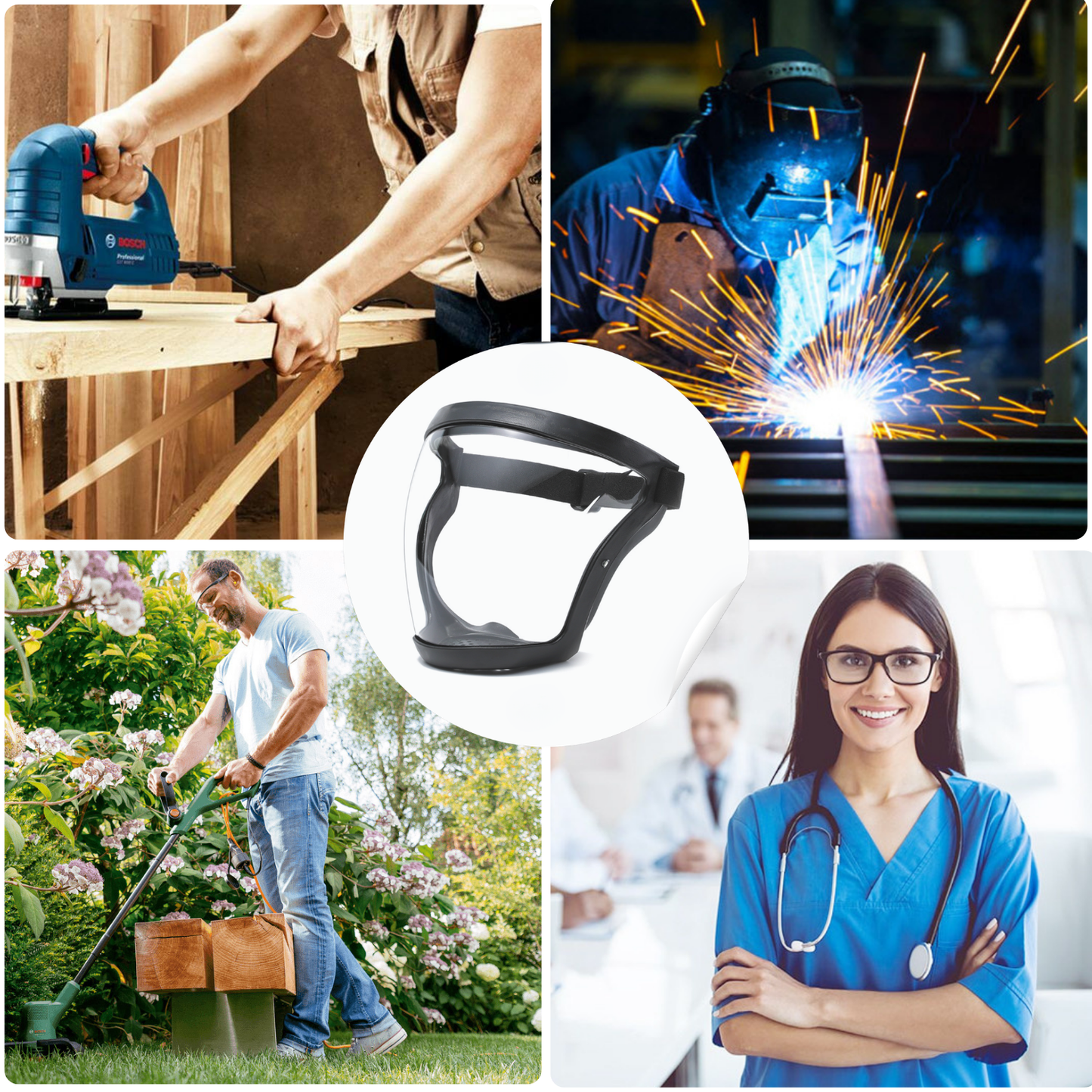 Careta con visor para la protección completa del rostro y los ojos