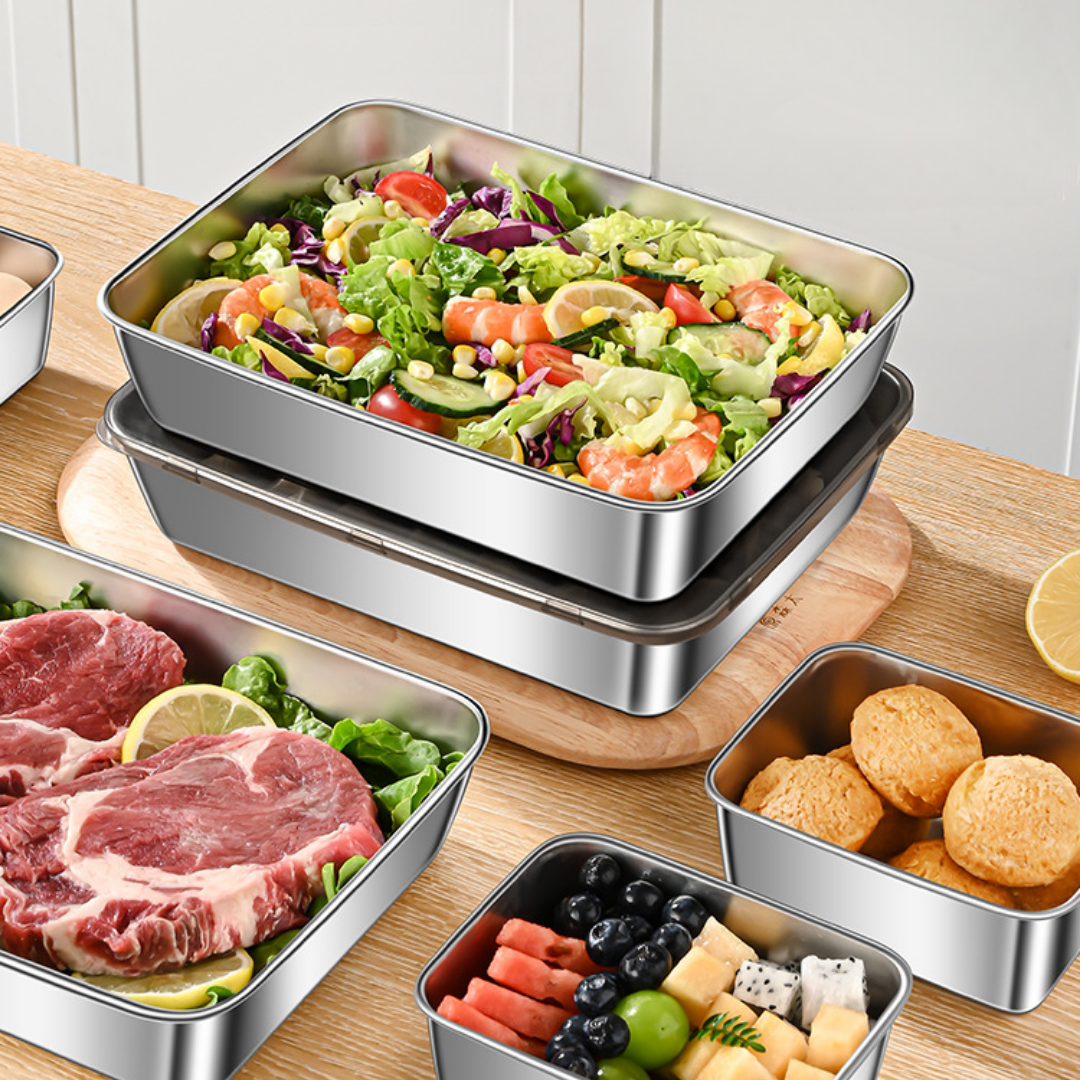 Contenedor de acero inoxidable 304 — refri sin malos olores y comida fresca toda la semana.