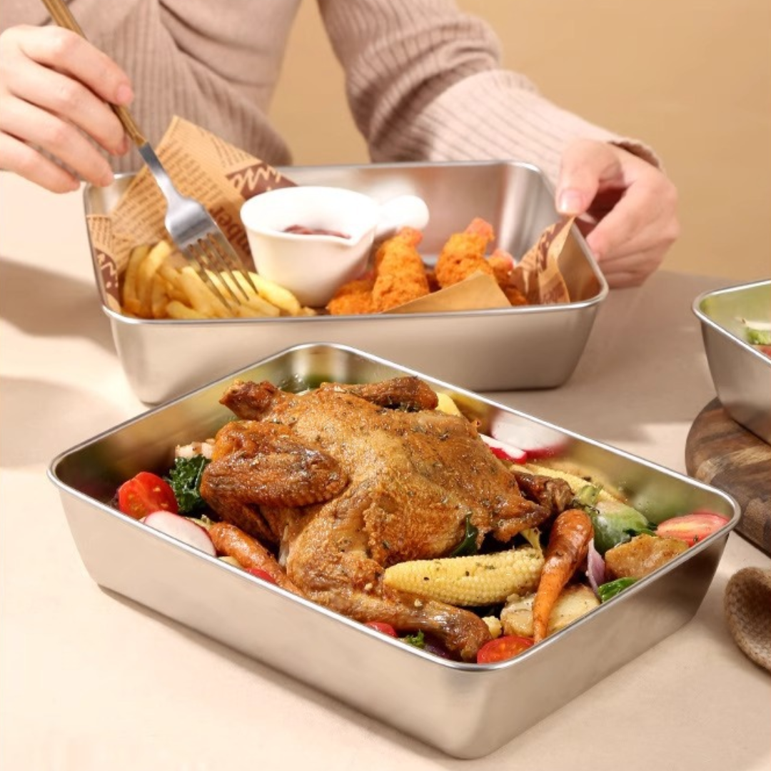 Contenedor de acero inoxidable 304 — refri sin malos olores y comida fresca toda la semana.
