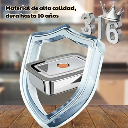Recipiente hermético antibacteriano de acero inoxidable 316 (19 × 14 × 6 cm)