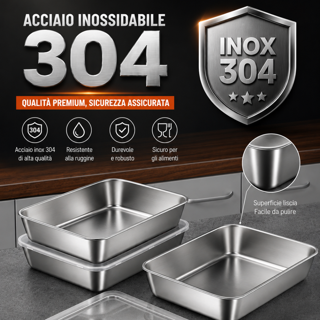 Bandeja de Acero Inoxidable 304 para Alimentos — Conserva y Cocina con Máxima Comodidad