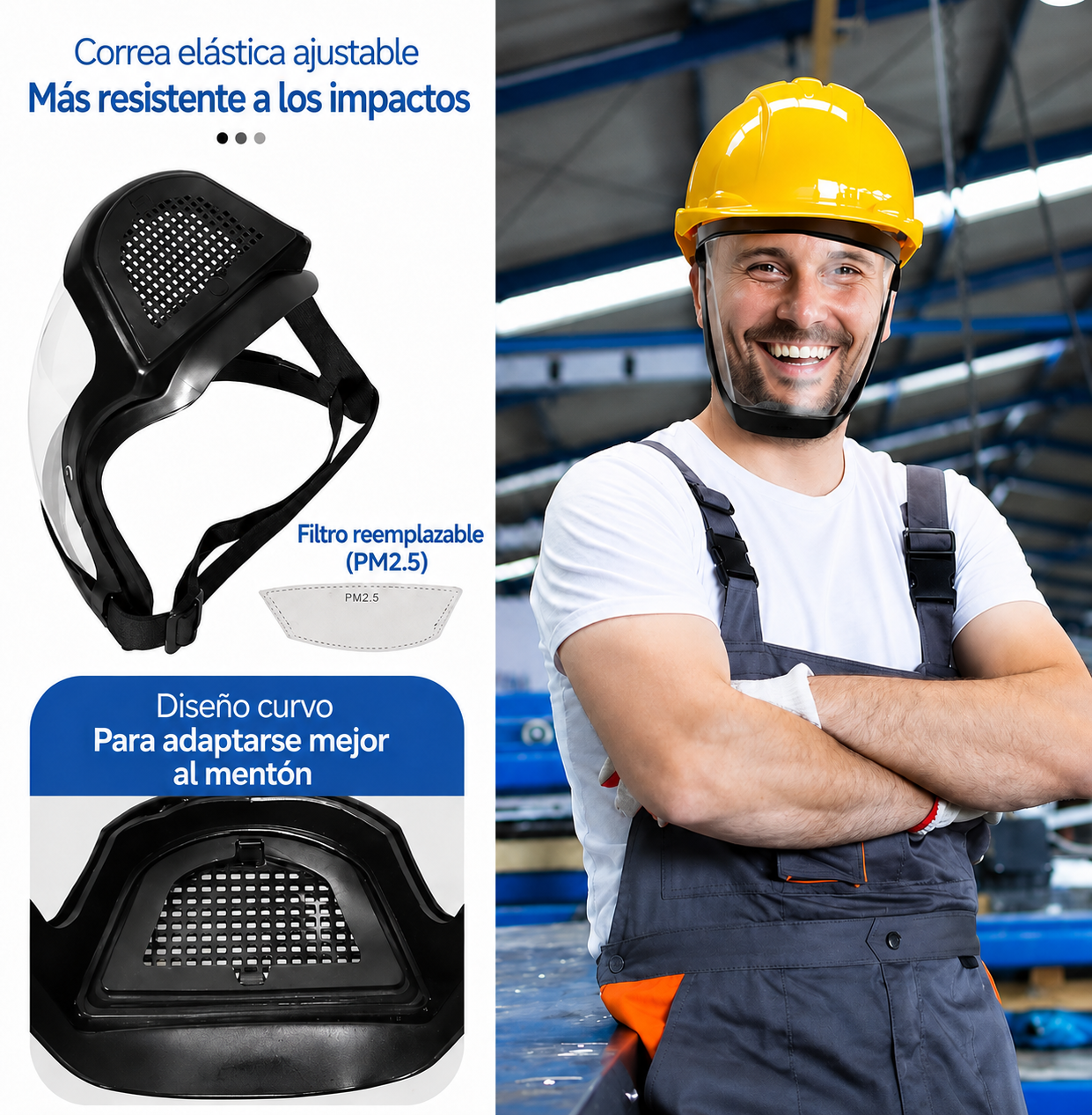 Pantalla facial antivaho, protege contra polvo, residuos y chispas