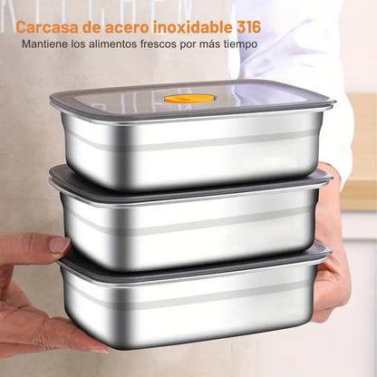 Recipiente de acero inoxidable 316 con capacidad de 1000 ml – Solución segura y práctica para el almacenamiento de alimentos (19 × 14 × 6cm)