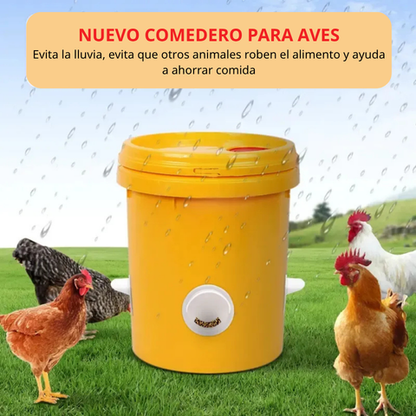 Comedero automático para gallinas y patos, compatible con todo tipo de cubetas – incluye broca y sierra de corona