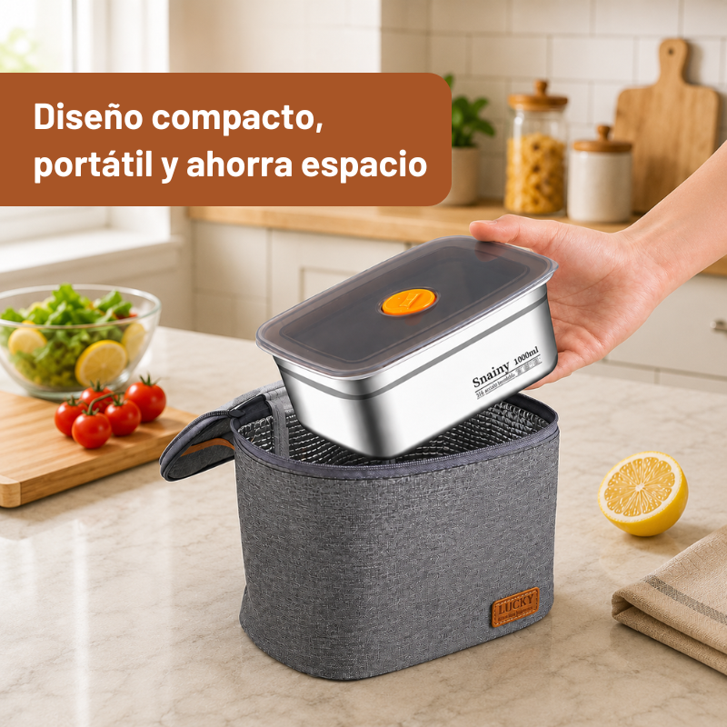 Recipiente para alimentos al vacío antibacteriano en acero inoxidable 316 (19x14x6 cm)