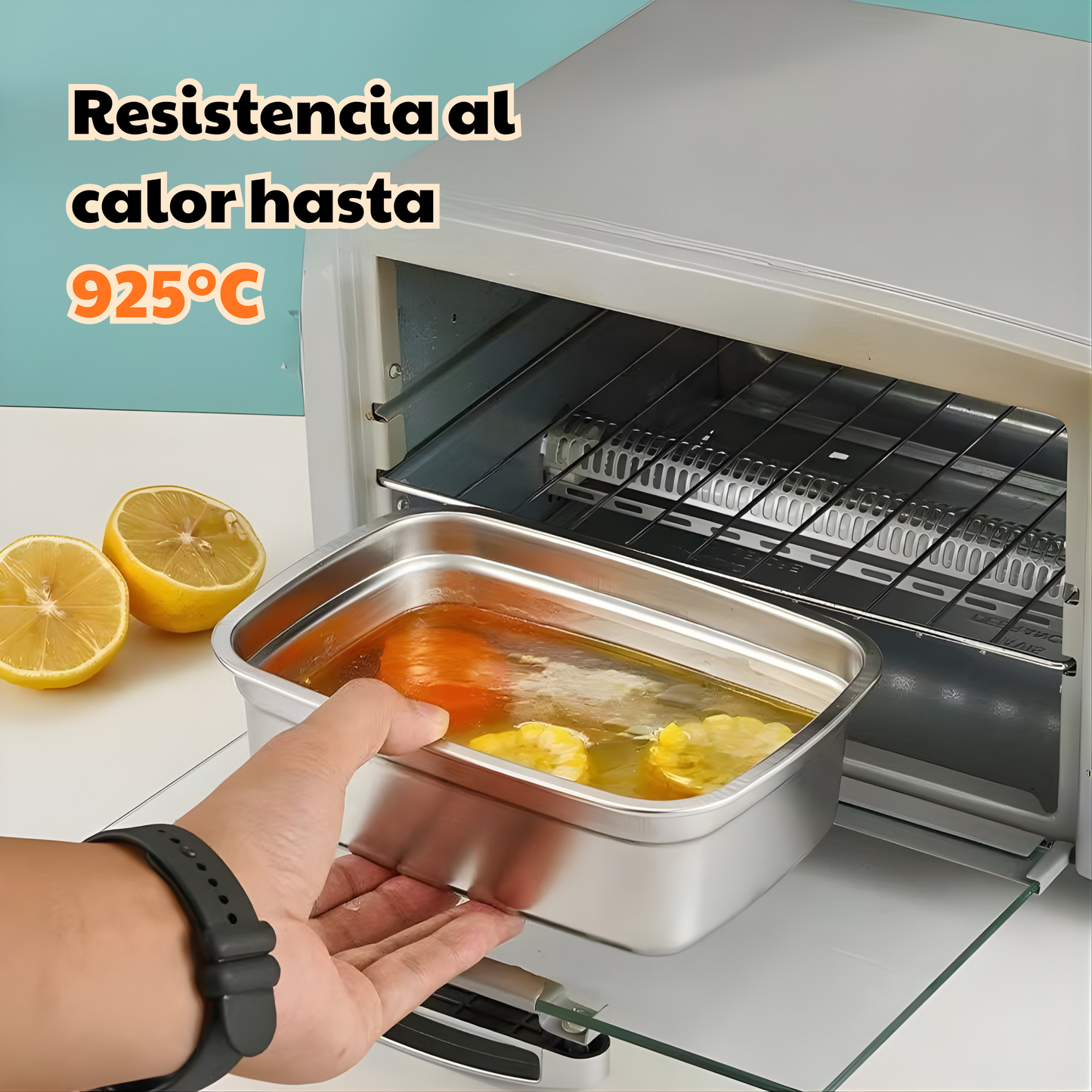 Recipiente hermético antibacteriano de acero inoxidable 316 (19 × 14 × 6 cm)