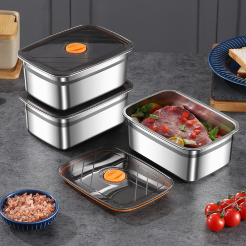 Recipiente hermético grande para alimentos de acero inoxidable antibacteriano – 1500 ml (19 × 14 × 8 cm)