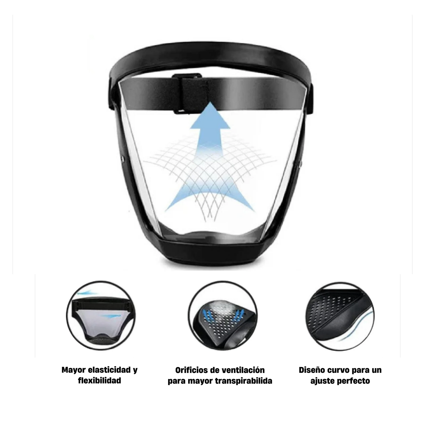 La visera protege el rostro contra el polvo fino y las partículas suspendidas en el aire.