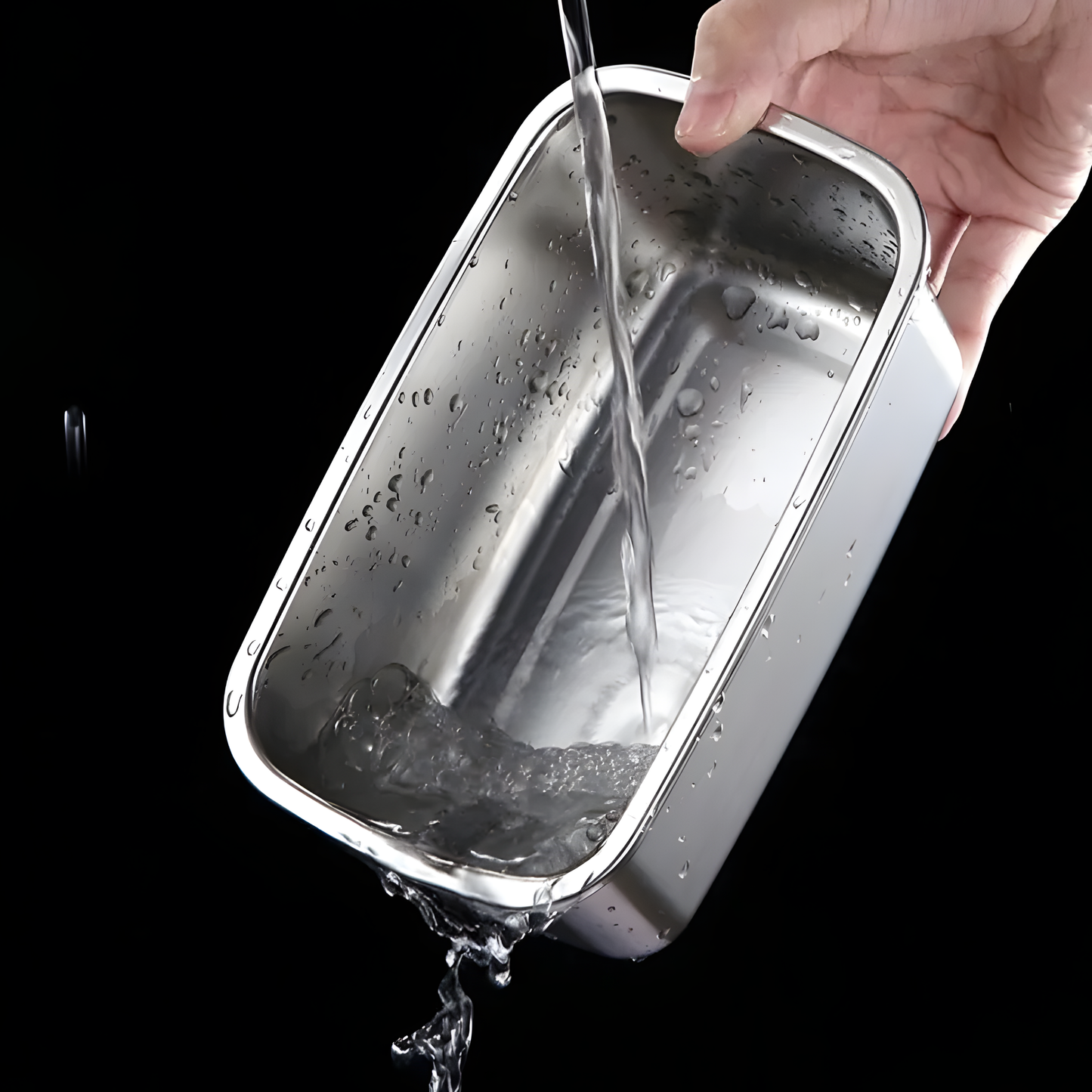 Recipiente hermético antibacteriano de acero inoxidable 316 (19 × 14 × 6 cm)