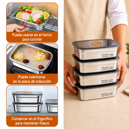 Recipiente para alimentos al vacío antibacteriano en acero inoxidable 316 (19x14x6 cm)