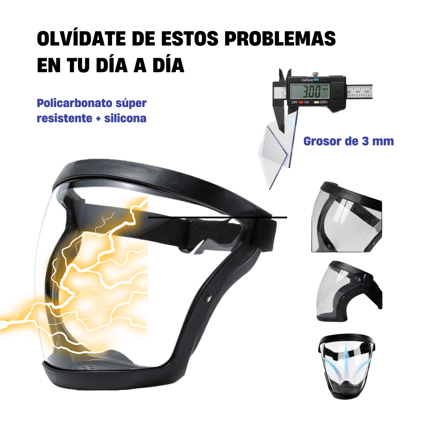 La visera protege el rostro contra el polvo fino y las partículas suspendidas en el aire.