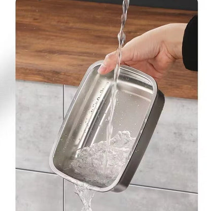 Recipiente antibacteriano al vacío para alimentos de acero inoxidable, tamaño grande de 1500 ml (19 × 14 × 8 cm)