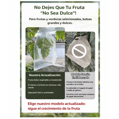 Bolsas de malla transpirables reutilizables para la protección de frutas y verduras – Protege contra insectos, moscas de la fruta y pájaros