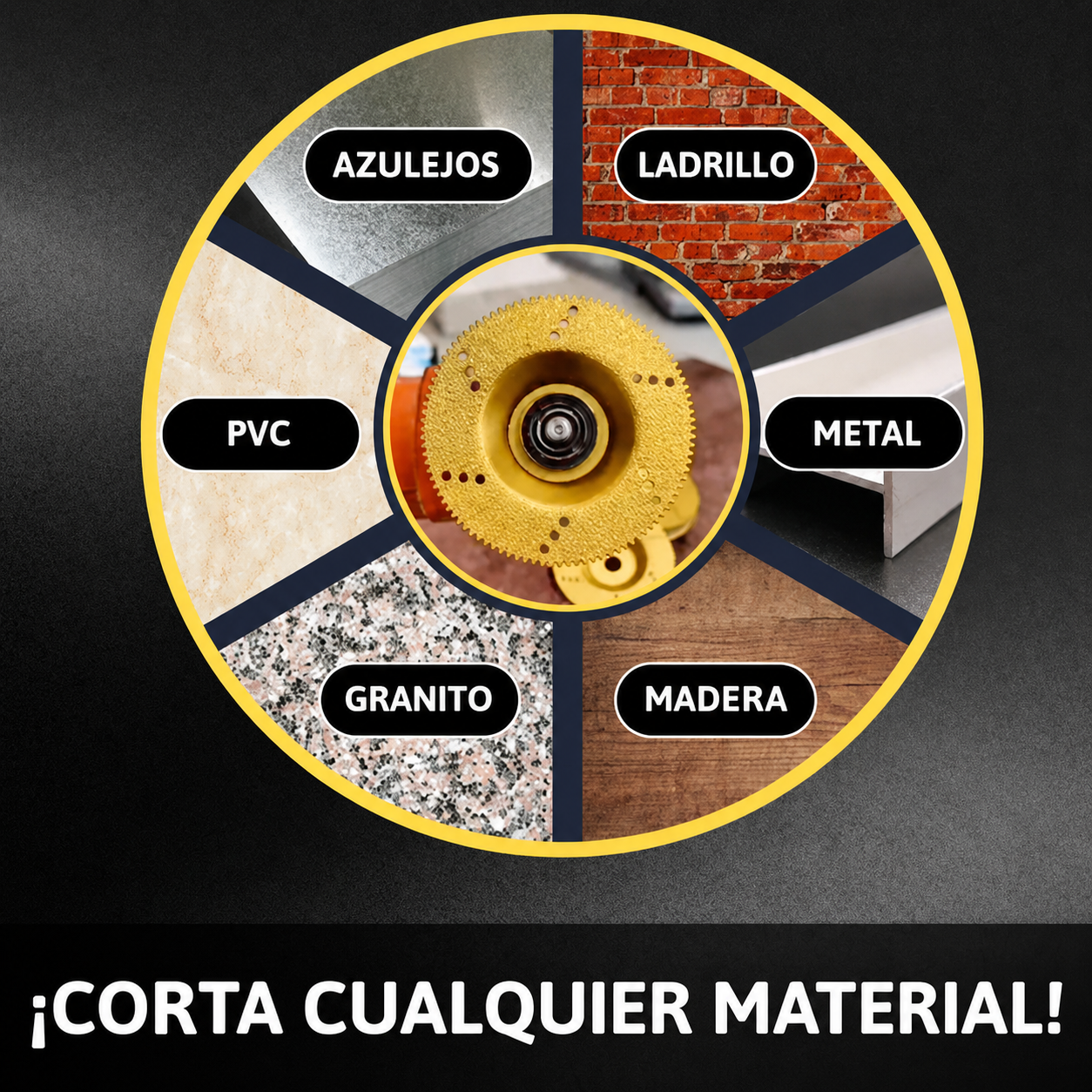 Disco de diamante 5 en 1 – Corta, lija y da forma en segundos