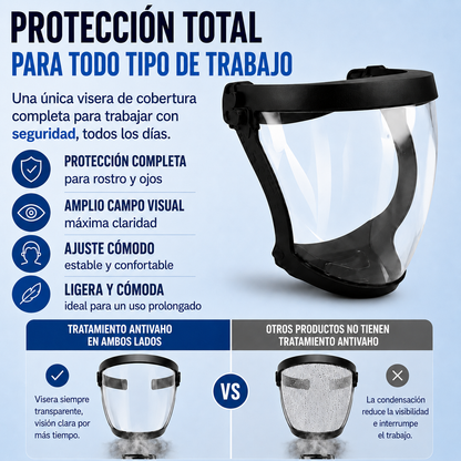 Pantalla facial antivaho, protege contra polvo, residuos y chispas