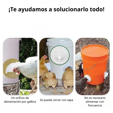 Comedero automático para gallinas y patos, compatible con todo tipo de cubetas – incluye broca y sierra de corona