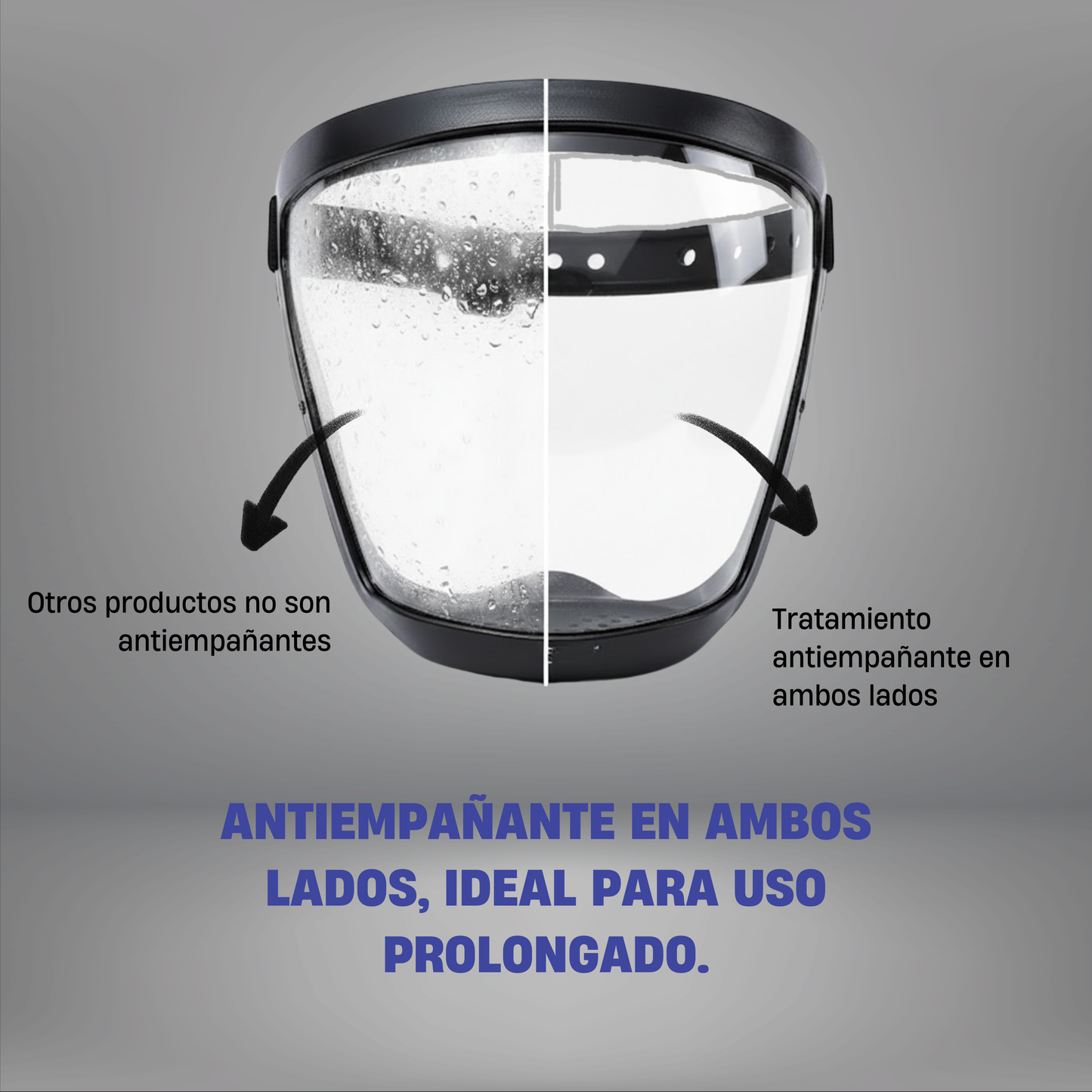 La visera protege el rostro contra el polvo fino y las partículas suspendidas en el aire.